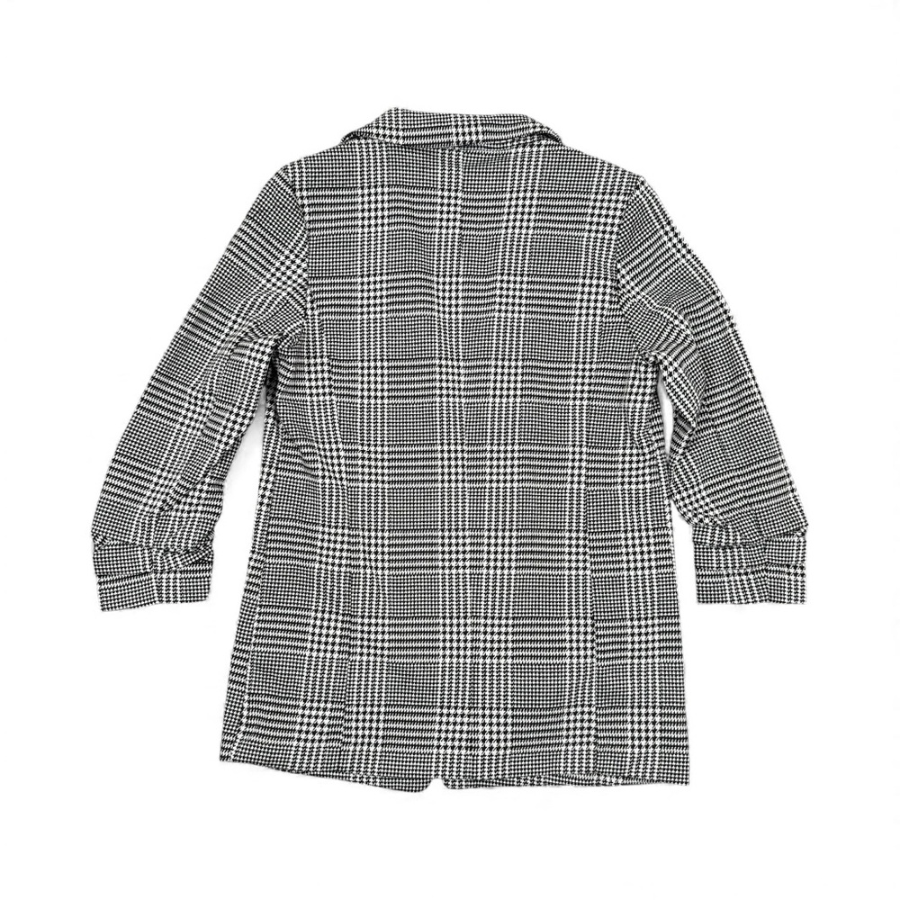 Philosophy Houndstooth Blazer Women M Black White Office Chic ruched 3/4 sleeve - Picture 3 of 6